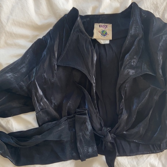 MGR VINTAGE BLACK SHINY BLOUSE - Picture 2 of 4